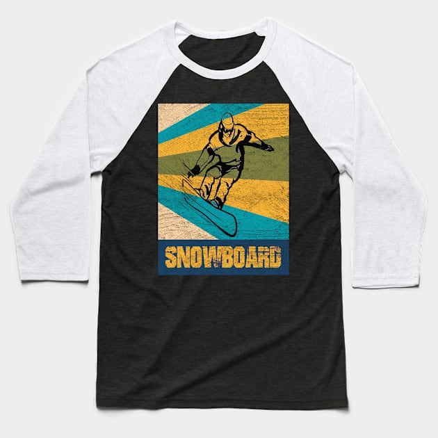 Snowboard Vintage Retro Baseball T-Shirt by funkyteesfunny